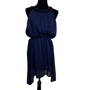 HALTERNECK HIGH LOW MIDI DRESS